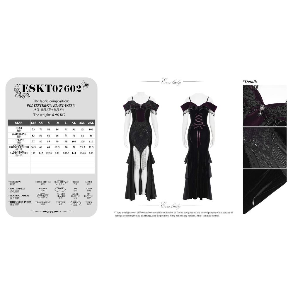 Devil Fashion Gothic Victorian 'Vampire Masquerade' Purple Black Velvet Gown - Picture 15 of 15